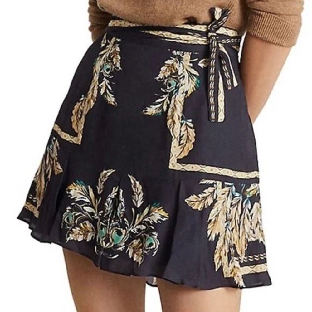 Reiss Navy Jenny Printed Mini Skirt Size 10